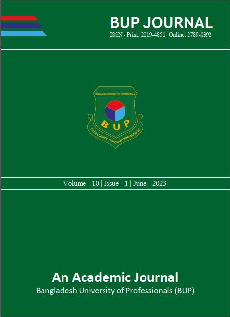 BUP JOURNAL, Volume - 10, Issue - 1, June - 2023